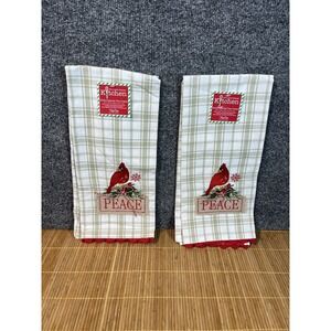2-KAY‎ DEE DESIGNS Cardinal and PEACE~Dual Purpose Terry Towels~16"x26″